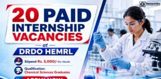 DRDO Paid Internship for Chemistry Students | ₹5,000 Monthly Stipend DRDO Internship 2026 for Chemistry Students | Apply Now