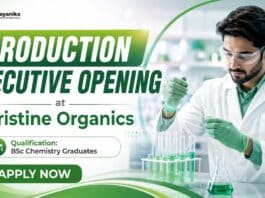 Production Executive Jobs at Pristine Organics | Chemistry Job 