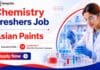 Freshers Chemistry Jobs at Asian Paints | Executive Role in Colour Technology MSc Chemistry Freshers Job at Asian Paints | Executive Role