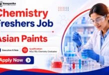 Freshers Chemistry Jobs at Asian Paints | Executive Role in Colour Technology MSc Chemistry Freshers Job at Asian Paints | Executive Role