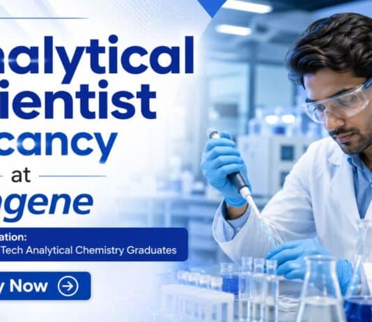 Analytical Scientist Jobs at Syngene | MSc Chemistry Graduates Apply Now