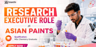 Asian Paints Hiring MSc Chemistry Graduates | Research Executive Role MSc Chemistry Jobs at Asian Paints | Research Executive