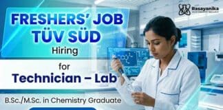 Freshers Chemistry Jobs at TÜV SÜD | Lab Technician Jobs Apply Now TÜV SÜD Careers Announce Lab Technician Jobs for Freshers Chemistry Graduates in Gurugram