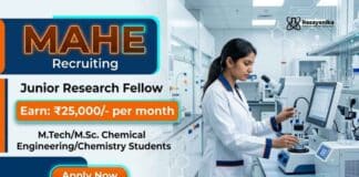 MAHE Careers Announces JRF Vacancy for Candidates Interested in Chemistry Research Jobs