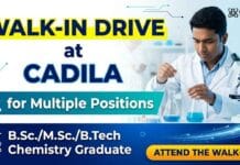 Exclusive Walk-in at Cadila For Chemistry Graduates | Apply Now Cadila Walk-in Interview Chemistry Jobs hiring for pharma production QC QA engineering roles in India 2026