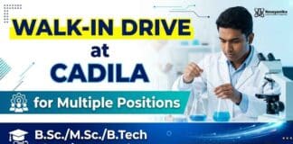 Exclusive Walk-in at Cadila For Chemistry Graduates | Apply Now Cadila Walk-in Interview Chemistry Jobs hiring for pharma production QC QA engineering roles in India 2026