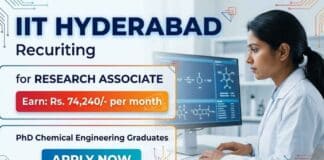 Research Associate Jobs at IIT | Earn: Rs. 74,240/- per month | Chemical Engineering Research IIT Recruitment announces Research Associate Jobs for candidates interested in Chemical Engineering Research under a DRDO-sponsored project.