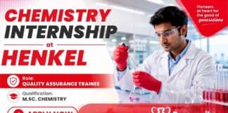 Chemistry Internship at Henkel Careers for Quality Assurance Trainee M.Sc. Chemistry graduates