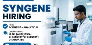 Entry-Level Chemistry Jobs at Syngene | Scientist Job Opening in Bangalore Syngene Careers announces a Scientist Job opportunity for candidates seeking Entry-Level Chemistry Jobs in analytical sciences.
