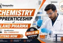 Gland Pharma announces Apprentice Recruitment through a Freshers Walk-In drive for BSc Chemistry graduates in the Quality department.