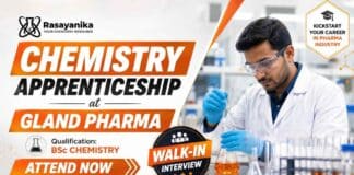 Apprentice Recruitment at Gland Pharma | Chemistry Freshers Walk-In Gland Pharma announces Apprentice Recruitment through a Freshers Walk-In drive for BSc Chemistry graduates in the Quality department.