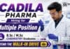 Cadila Careers announces a major Walk-In Drive featuring multiple Chemistry Jobs across Production, QC/QA, EHS, and Engineering.