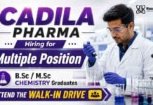 Cadila Careers announces a major Walk-In Drive featuring multiple Chemistry Jobs across Production, QC/QA, EHS, and Engineering.