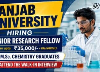 JRF Vacancy at Panjab University | Chemistry Research Jobs Panjab University announces a JRF Vacancy for talented candidates interested in Chemistry Research and interdisciplinary projects.