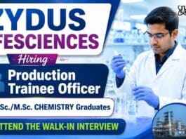 Zydus Careers announces a Walk-In Drive featuring multiple opportunities for candidates seeking a Chemistry Freshers Job.