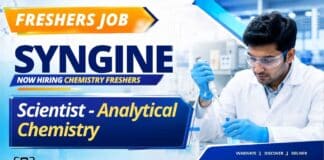 Chemistry Freshers Job at Syngene – Scientist Analytical Chemistry recruitment under Syngene careers for M.Sc and B.Sc students