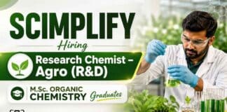 Research Chemist Jobs at Scimplify | Agro R&D Hiring for M.Sc Organic Chemistry Research Chemist jobs at Scimplify featuring Agro R&D jobs and Scimplify careers for M.Sc Organic Chemistry candidates
