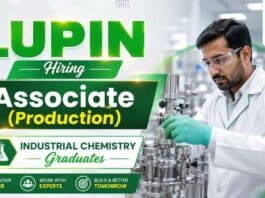 Chemistry Job at Lupin featuring Associate jobs and Lupin careers in pharmaceutical production at Goa