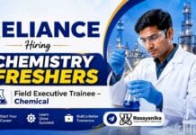 Chemical Trainee role through Reliance careers featuring Fresher jobs for Chemistry graduates in Bharuch