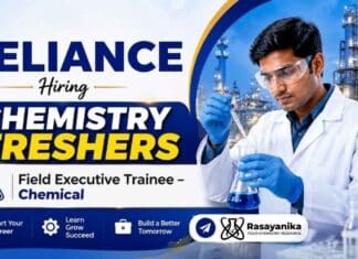 Freshers Job at Reliance for Chemistry Graduates | Chemical Trainee Chemical Trainee role through Reliance careers featuring Fresher jobs for Chemistry graduates in Bharuch