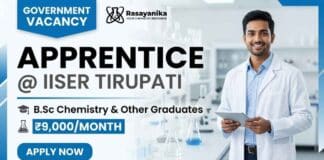 Apprentice at IISER Tirupati Government Vacancy 2026 for Graduate Candidates