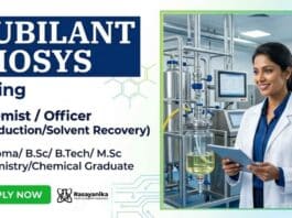 Chemist Jobs at Jubilant Biosys for Production and Solvent Recovery roles | Jubilant Biosys Careers | MSc Chemistry Jobs