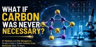 Scientists from IIT Madras and IISc Bengaluru presenting a carbon-free molecule structure inspired by ferrocene using osmium and boron rings.