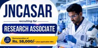 JNCASR announces a Research Associate Vacancy for talented researchers seeking advanced Chemistry Research Jobs in biomedical sciences.