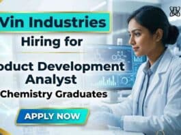 Product Development Analyst job for BSc Chemistry graduates