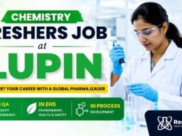 Chemistry Freshers Job at Lupin Careers for Chemistry Jobs in Mandideep Madhya Pradesh