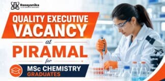 Piramal Hiring Chemistry Graduates | Quality Control Executive Role MSc Chemistry Job at Piramal | Quality Control Executive