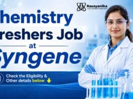 Chemistry Freshers Job at Syngene | Apply Now
