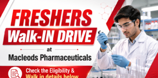 Freshers Walk-In at Macleods Pharma | Chemistry Jobs
