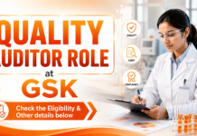 GSK Hiring Chemistry Graduates | Quality Auditor Role BSc Chemistry Job at GSK | Quality Auditor Role