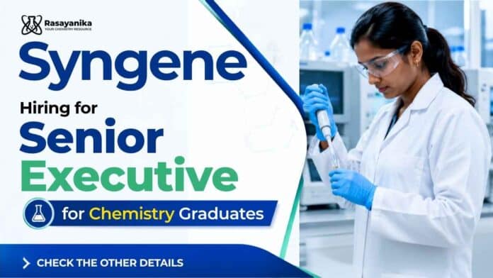 Syngene Careers is hiring for a Senior Executive Job in Bangalore. Apply now and explore exciting Chemical Sciences Jobs with a global research organization. Syngene Careers is hiring for a Senior Executive Job in Bangalore. Apply now and explore exciting Chemical Sciences Jobs with a global research organization.