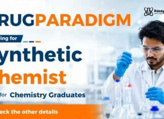 Synthetic Chemist Job at Drugparadigm | Chemistry Jobs in Hyderabad Drugparadigm Careers is hiring for a Synthetic Chemist Job in Hyderabad. Apply now and explore exciting Chemistry Jobs in pharmaceutical research.