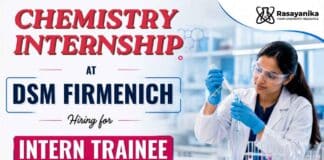 DSM Firmenich announces Chemistry Internship opportunities through Intern Trainee Jobs for fresh M.Sc. Chemistry candidates.