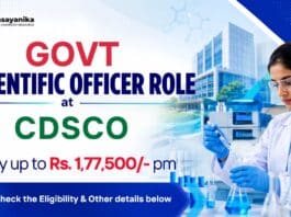 CDSCO Scientific Officer Recruitment 2026 – Govt Chemistry Job