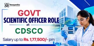 CDSCO Scientific Officer Recruitment 2026 – Govt Chemistry Job