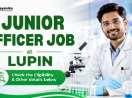 MSc Chemistry Job at Lupin | Junior Officer Role