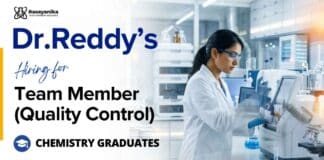 Quality Control Jobs at Dr. Reddy’s | Team Member QC Opening Dr. Reddy's Careers is hiring Team Member – Quality Control. Apply now for Quality Control Jobs and Chemistry Jobs in Baddi.