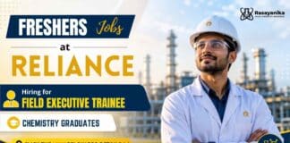 Chemistry Freshers Jobs at Reliance Careers – Field Executive Trainee Recruitment for BSc and MSc Chemistry Graduates