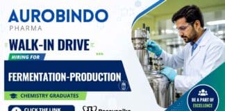 Attend the Walk-In Drive through Aurobindo Careers for Chemistry Jobs in Fermentation Production at Lyfius Pharma.