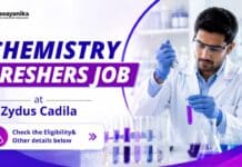 BSc Chemistry Freshers Job at Zydus | QA Trainee Officer Role