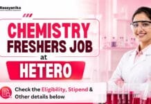 MSc Chemistry Freshers Job at Hetero | Analytical Role