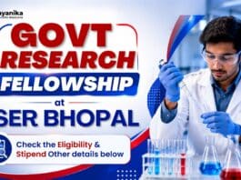 Govt Research Fellowship at IISER Bhopal | Apply Now