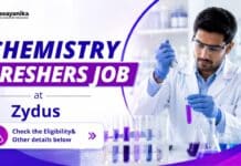 Chemistry Freshers Job at Zydus | Quality Assurance Role BSc Chemistry Freshers Job at Zydus | QA Trainee Officer Role