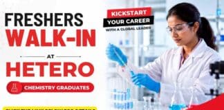 Freshers Walk-in at Hetero Careers for Chemistry Jobs in Hyderabad for M.Sc Chemistry and M.Pharmacy Analytical graduates