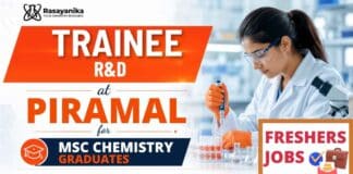 Freshers Chemistry Jobs at Piramal Careers for Trainee R&D M.Sc Chemistry graduates