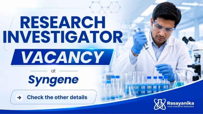 Syngene Careers announces Research Investigator Jobs in Bangalore for Senior Research Investigator / Principal Investigator roles. Syngene Careers announces Research Investigator Jobs in Bangalore for Senior Research Investigator / Principal Investigator roles.